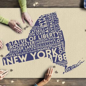 New York State Outline Typography Jigsaw Puzzle Set