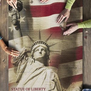 New York Statue Of Liberty And Flag Jigsaw Puzzle Set