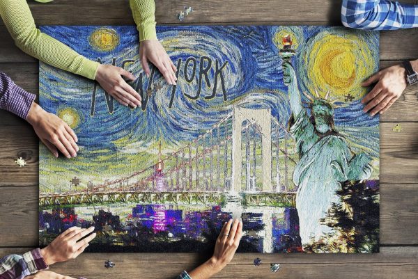 New York Statue Of Liberty Van Gogh Starry Night Jigsaw Puzzle Set