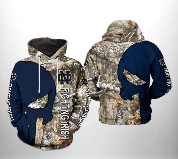 Notre Dame Fighting Irish NCAA Camo Veteran Hunting 3D Printed Hoodie/Zipper Hoodie