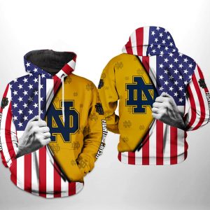 Notre Dame Fighting Irish NCAA US Flag 3D Printed Hoodie/Zipper Hoodie