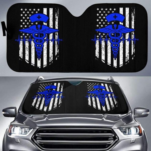 Nurse Flag Blue Symbol Car Auto Sun Shade