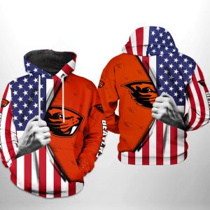 Oregon State Beavers NCAA US Flag 3D Printed Hoodie/Zipper Hoodie