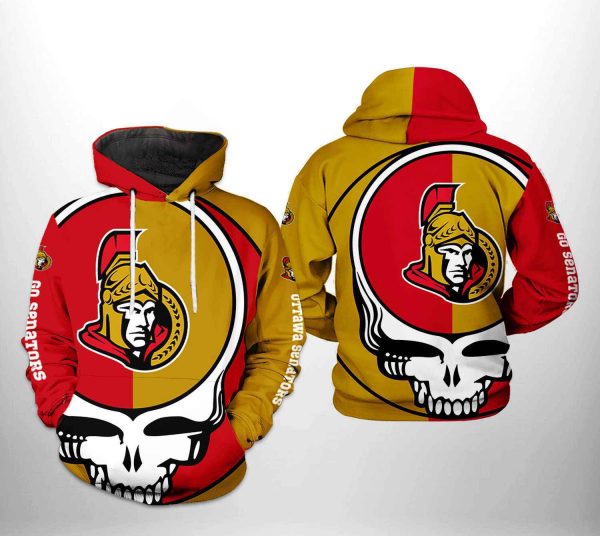 Ottawa Senators NHL Grateful Dead 3D Printed Hoodie/Zipper Hoodie