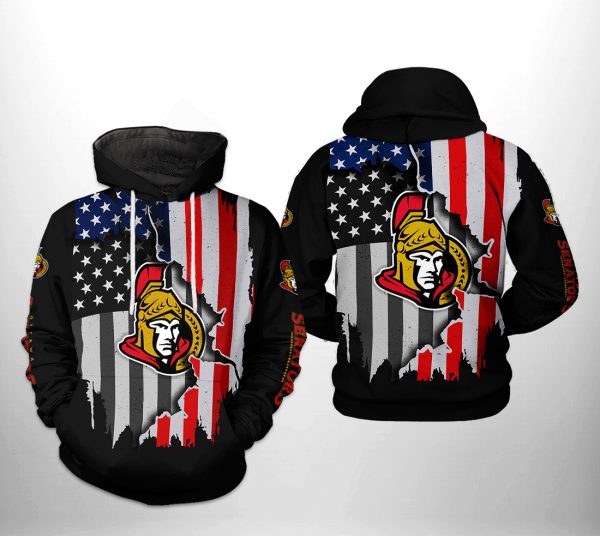 Ottawa Senators NHL US FLag Team 3D Printed Hoodie/Zipper Hoodie