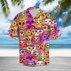 Owl Color Hawaiian Shirt Summer Button Up