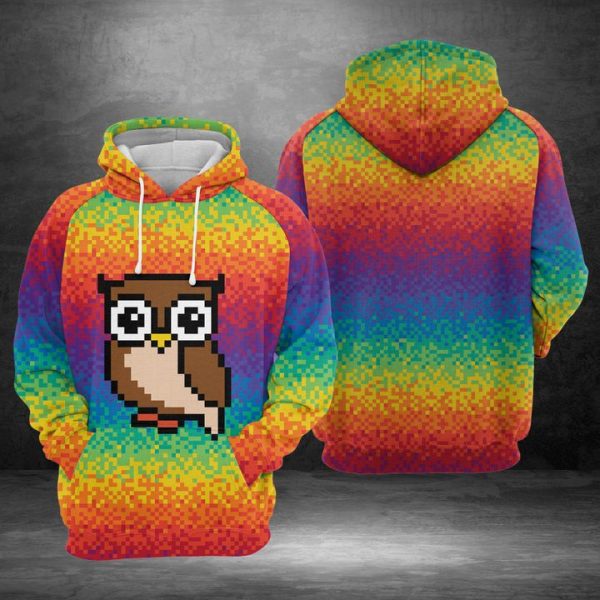 Owl Pixel 3D Printed Hoodie/Zipper Hoodie