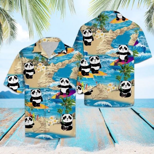 Panda Summer Vacation Hawaiian Shirt Summer Button Up