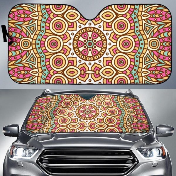 Pastel Ethnic Mandala Car Auto Sun Shade