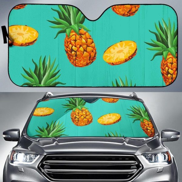 Pastel Turquoise Pineapple Car Auto Sun Shade