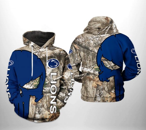 Penn State Nittany Lions NCAA Camo Veteran Hunting 3D Printed Hoodie/Zipper Hoodie