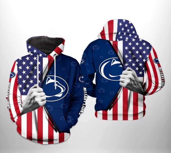 Penn State Nittany Lions NCAA US Flag 3D Printed Hoodie/Zipper Hoodie