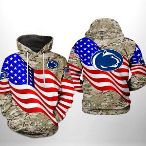 Penn State Nittany Lions NCAA US Flag Camo Veteran 3D Printed Hoodie/Zipper Hoodie