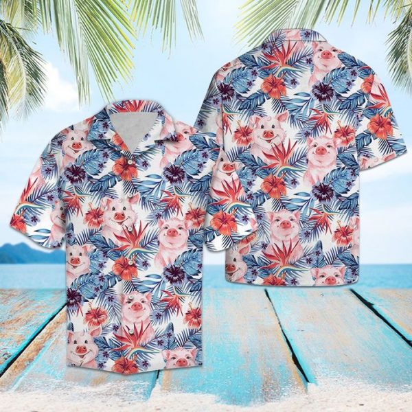 Pig Hawaiian Shirt Summer Button Up