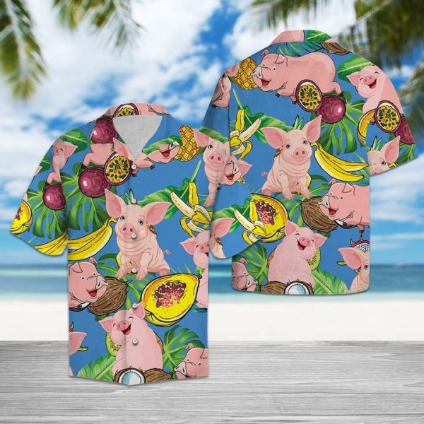 Pig Love Fruit Hawaiian Shirt Summer Button Up