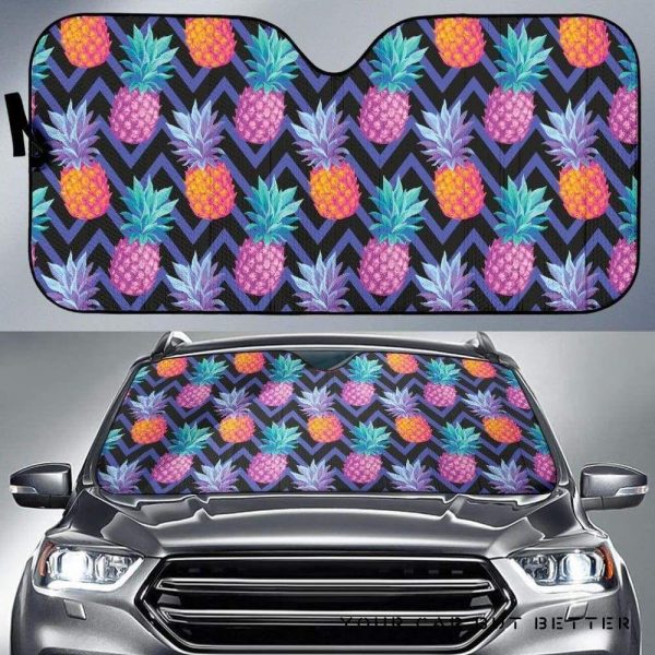 Pineapples Pattern Zigzag Car Auto Sun Shade