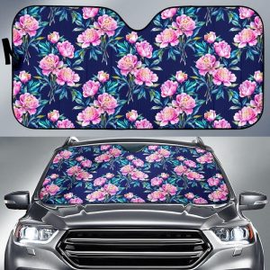 Pink Peony Floral Flower Car Auto Sun Shade