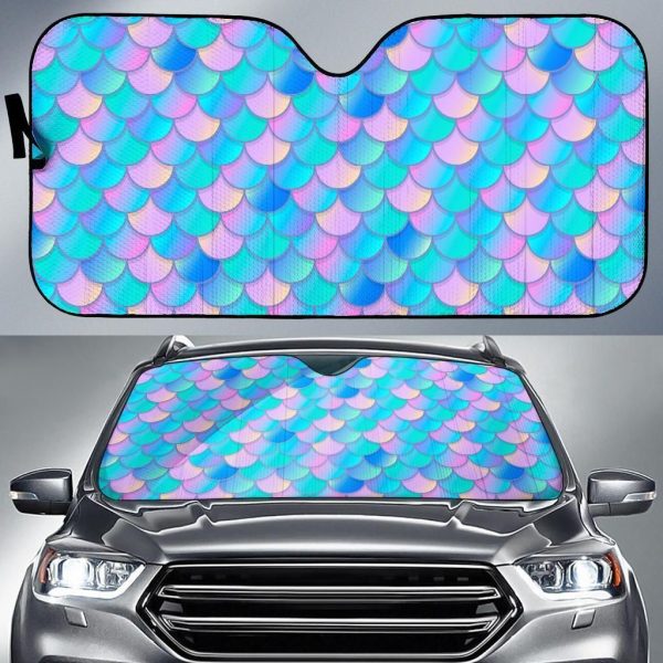 Pink Teal Mermaid Scales Car Auto Sun Shade