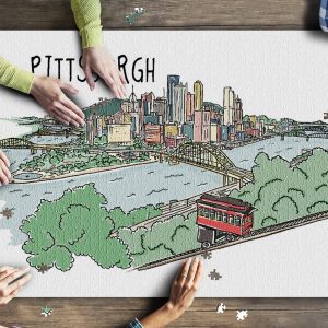 Pittsburgh, Pennsylvania Line Drawing Jigsaw Puzzle Set