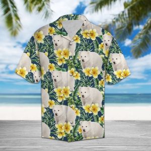 Polar Bear Frangipani Hawaiian Shirt Summer Button Up