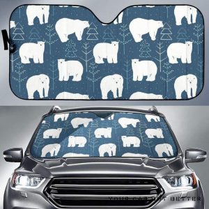 Polar Bear Mother Her Child Pattern Car Auto Sun Shade