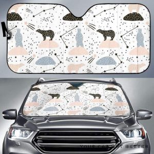 Polar Bears Star Poka Dot Pattern Car Auto Sun Shade