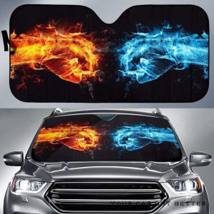 Punch Fire Vs Ice Car Auto Sun Shade