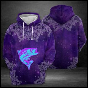 Purple Fishing Bass Mandala 3D Printed Hoodie/Zipper Hoodie