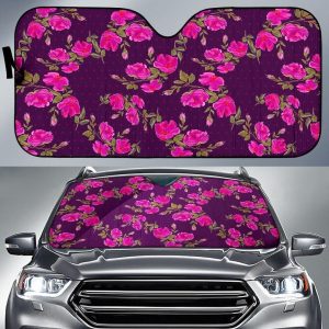 Purple Floral Flower Car Auto Sun Shade