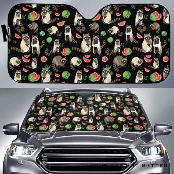 Raccoon Watermelon Pattern Car Auto Sun Shade