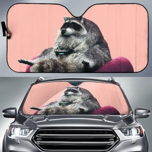 Raccoon with Joystick Gamepad Car Auto Sun Shade