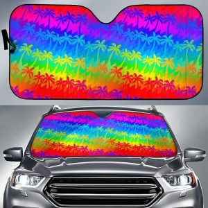 Rainbow Palm Tree Car Auto Sun Shade