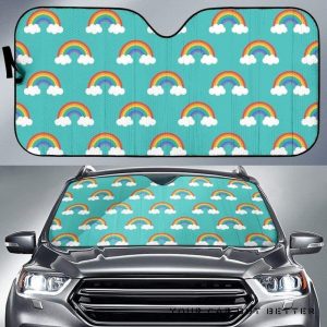 Rainbow Pattern Green Car Auto Sun Shade