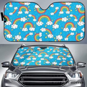 Rainbows Sky Clouds Pattern Car Auto Sun Shade