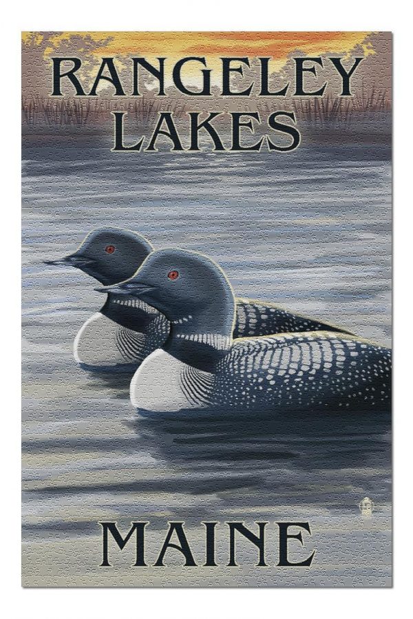 Rangeley Lakes Loons At Sunset Jigsaw Puzzle Set