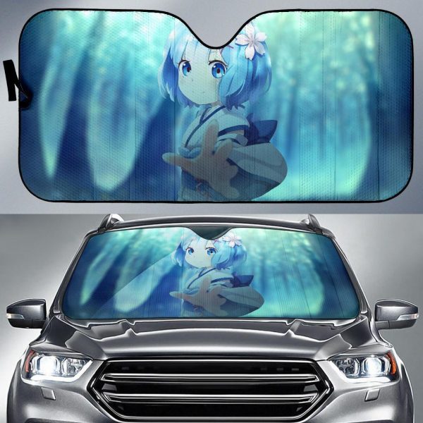 Rem Anime Girl Blue Eyes Re Zeros Anime Car Auto Sun Shade