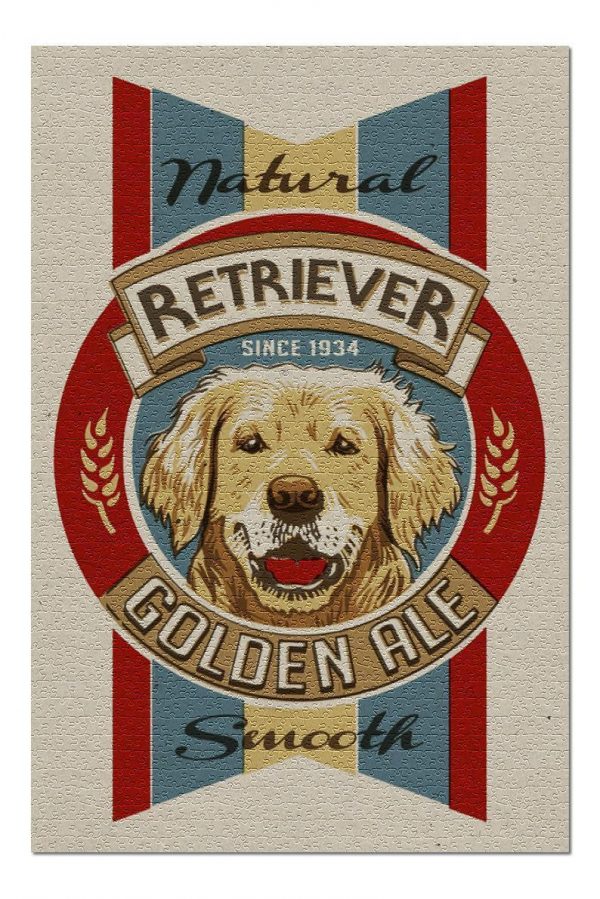 Retro Golden Retriever Ale Jigsaw Puzzle Set