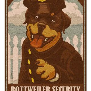 Retro Rottweiler Security Jigsaw Puzzle Set