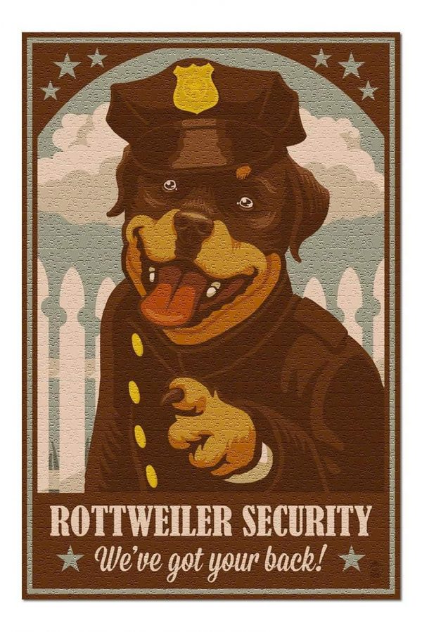 Retro Rottweiler Security Jigsaw Puzzle Set