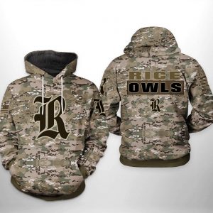 Rice Owls NCAA Camo Veteran 3D Printed Hoodie/Zipper Hoodie