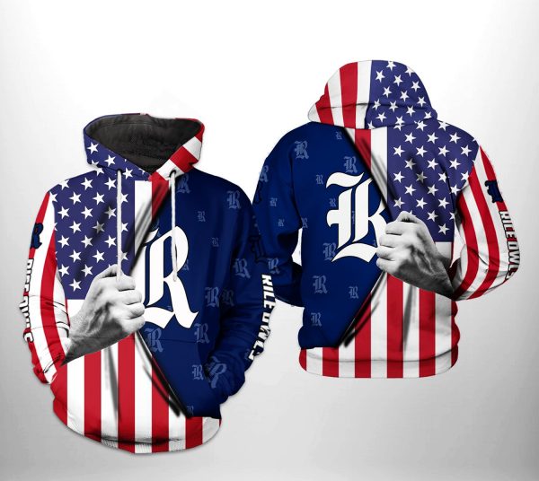 Rice Owls NCAA US Flag 3D Printed Hoodie/Zipper Hoodie