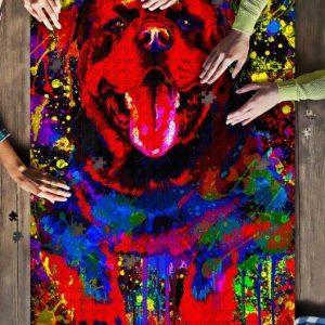 Rottweiler Face Watercolor Art Jigsaw Puzzle Set