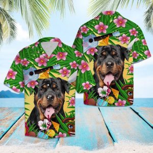 Rottweiler Summer Party Hawaiian Shirt Summer Button Up