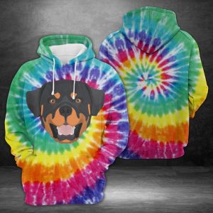 Rottweiler Tie Dye 3D Printed Hoodie/Zipper Hoodie