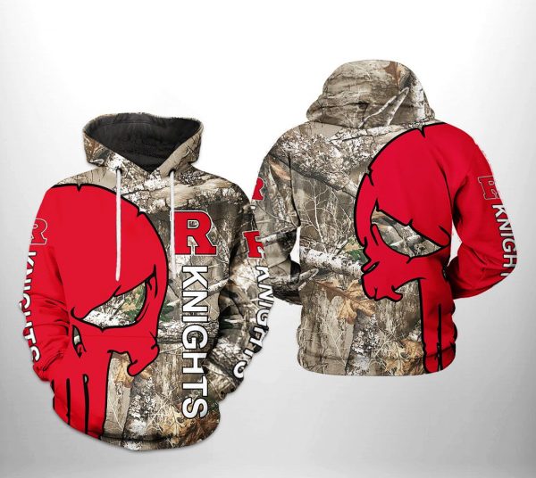 Rutgers Scarlet Knights NCAA Camo Veteran Hunting 3D Printed Hoodie/Zipper Hoodie