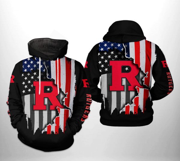 Rutgers Scarlet Knights NCAA US Flag 3D Printed Hoodie/Zipper Hoodie