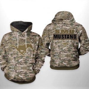 SMU Mustangs NCAA Camo Veteran 3D Printed Hoodie/Zipper Hoodie