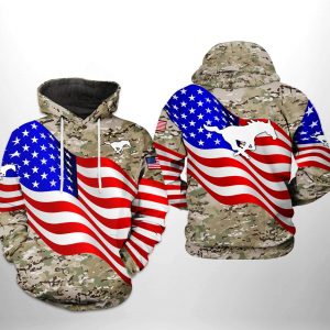 SMU Mustangs NCAA US Flag Camo Veteran 3D Printed Hoodie/Zipper Hoodie