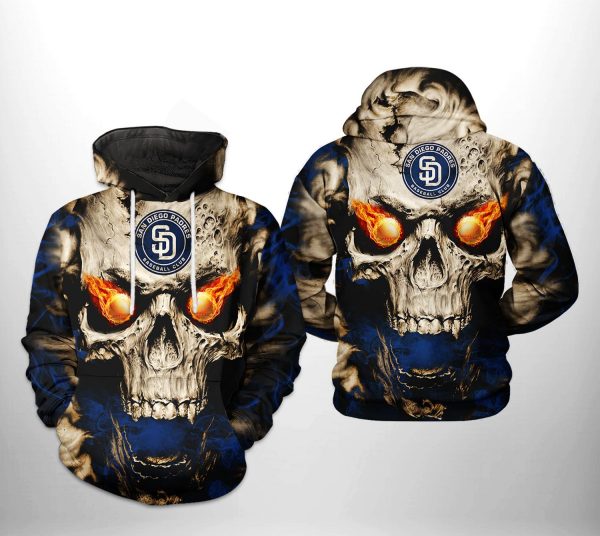 San Diego Padres MLB Skull 3D Printed Hoodie/Zipper Hoodie