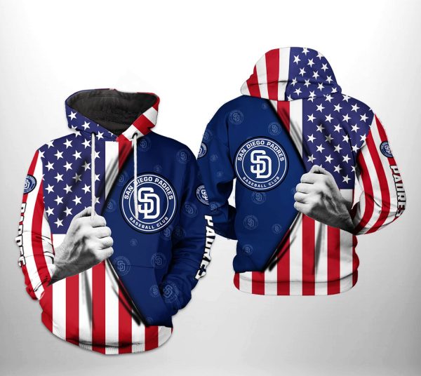 San Diego Padres MLB US Flag 3D Printed Hoodie/Zipper Hoodie